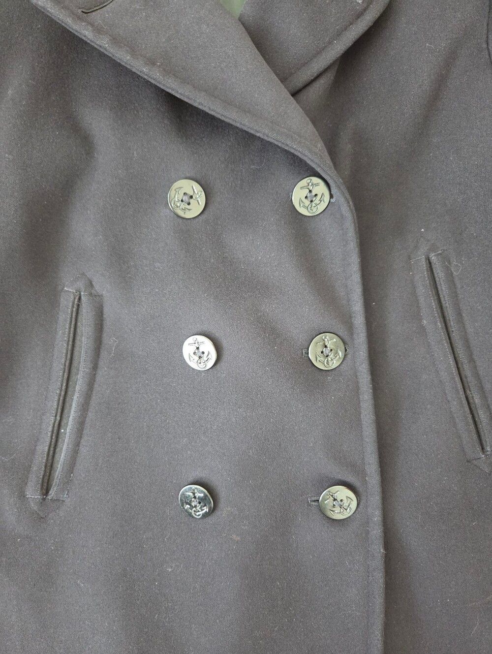 Vintage 1950s US Navy Peacoat Naval Clothing Depot Wool Double Breasted Coat S/S - Picture 3 of 15